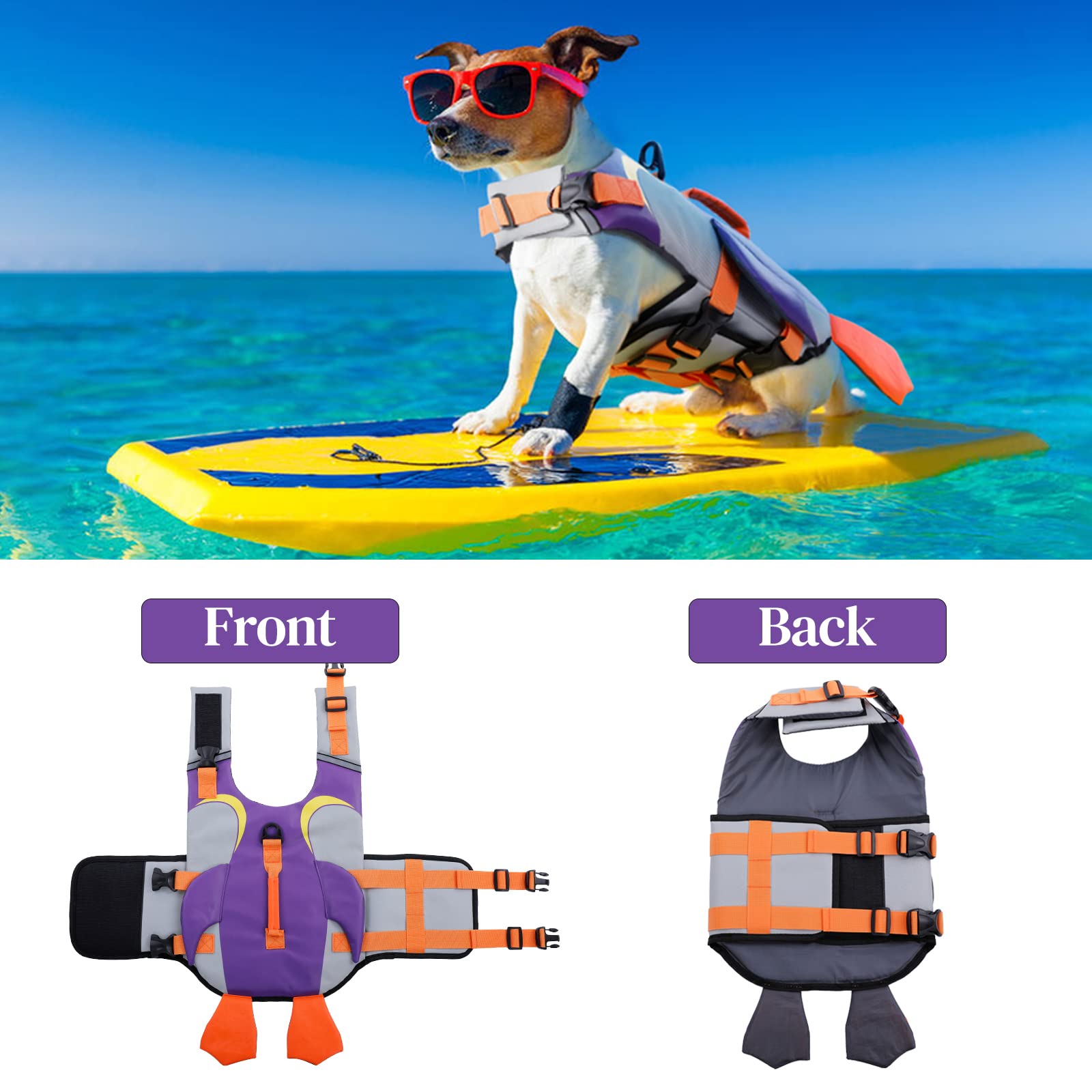 Giubbotto Salvagente Per Cani Con Pettorina - Taglia Regolabile, Galleggiante E Sicuro, Colore Rosso, Taglia S