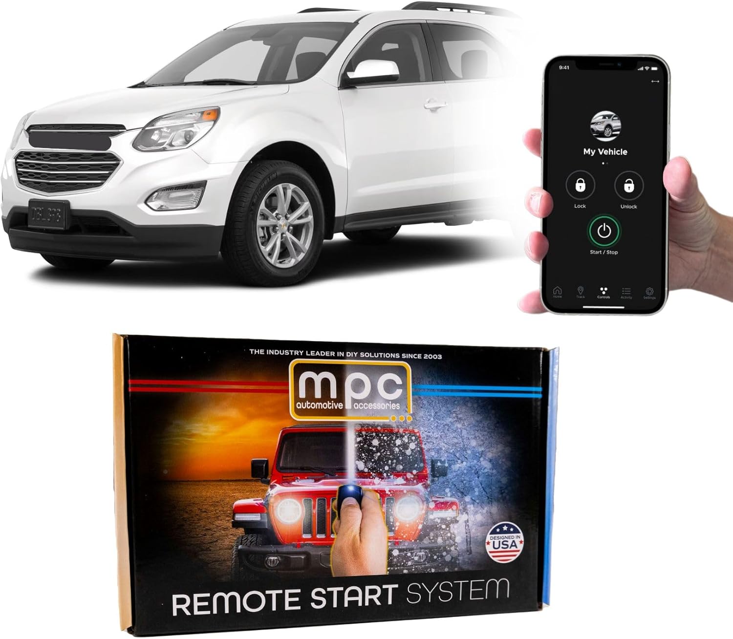 MPC Smartphone or Factory Remote Activated Remote Start Kit Compatible with 2010-2017 Chevrolet Equinox - Key-to-Start - Plugin T-Harness - FlashLink Updater - USA Tech Support