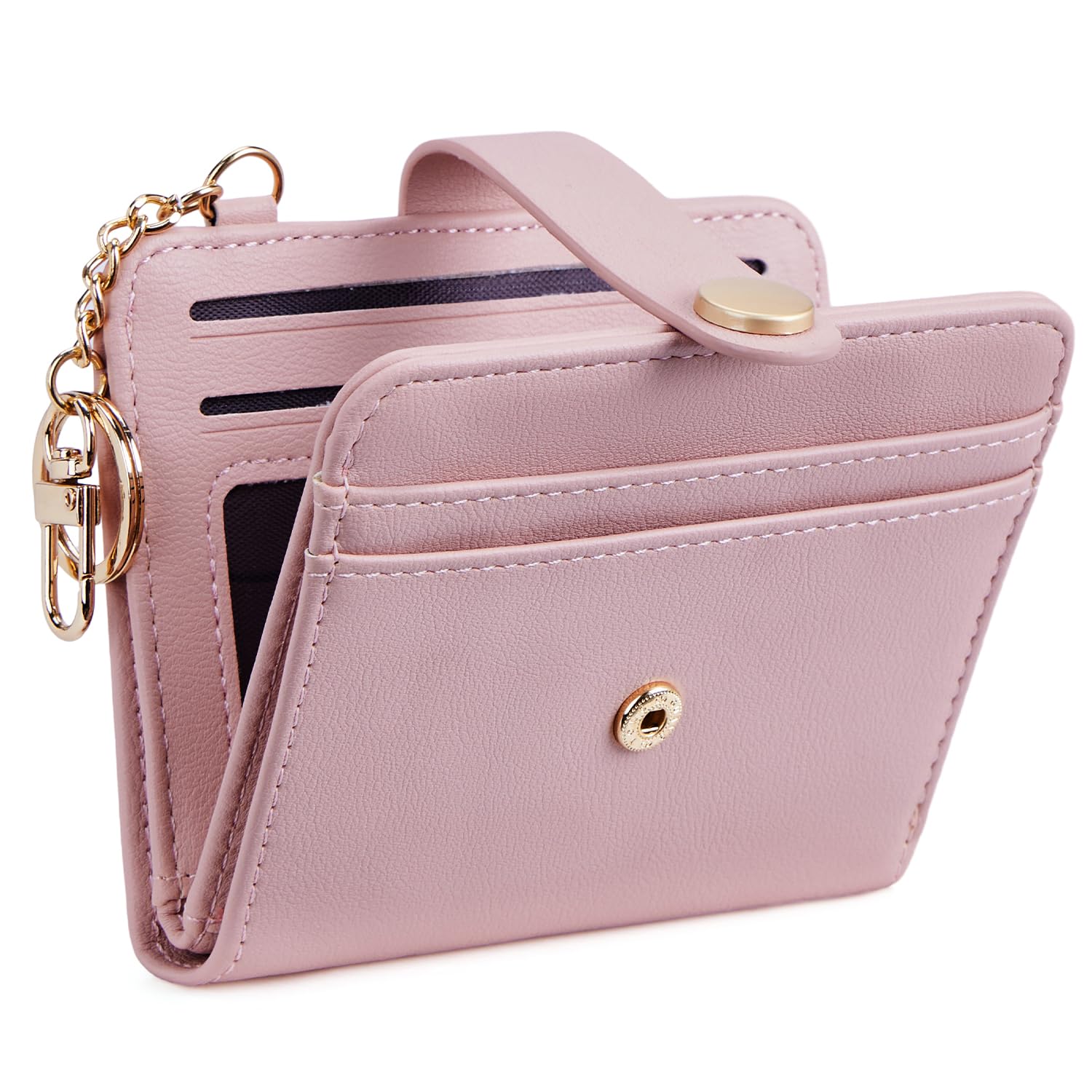 POIUGOYA Slim Wallet for Women,RFID Blocking Bifold Credit Card Holder with Zipper Coin Pocket,ID Window,Keychain