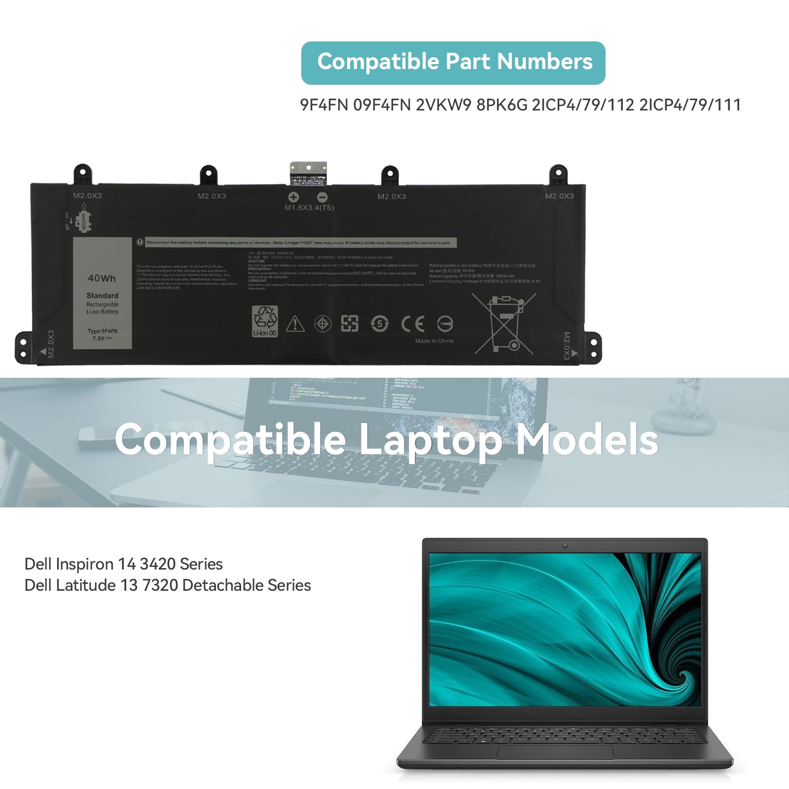 Batteria Laptop K KYUER 9F4FN per Dell Latitude 13 7320 - Dettaglio