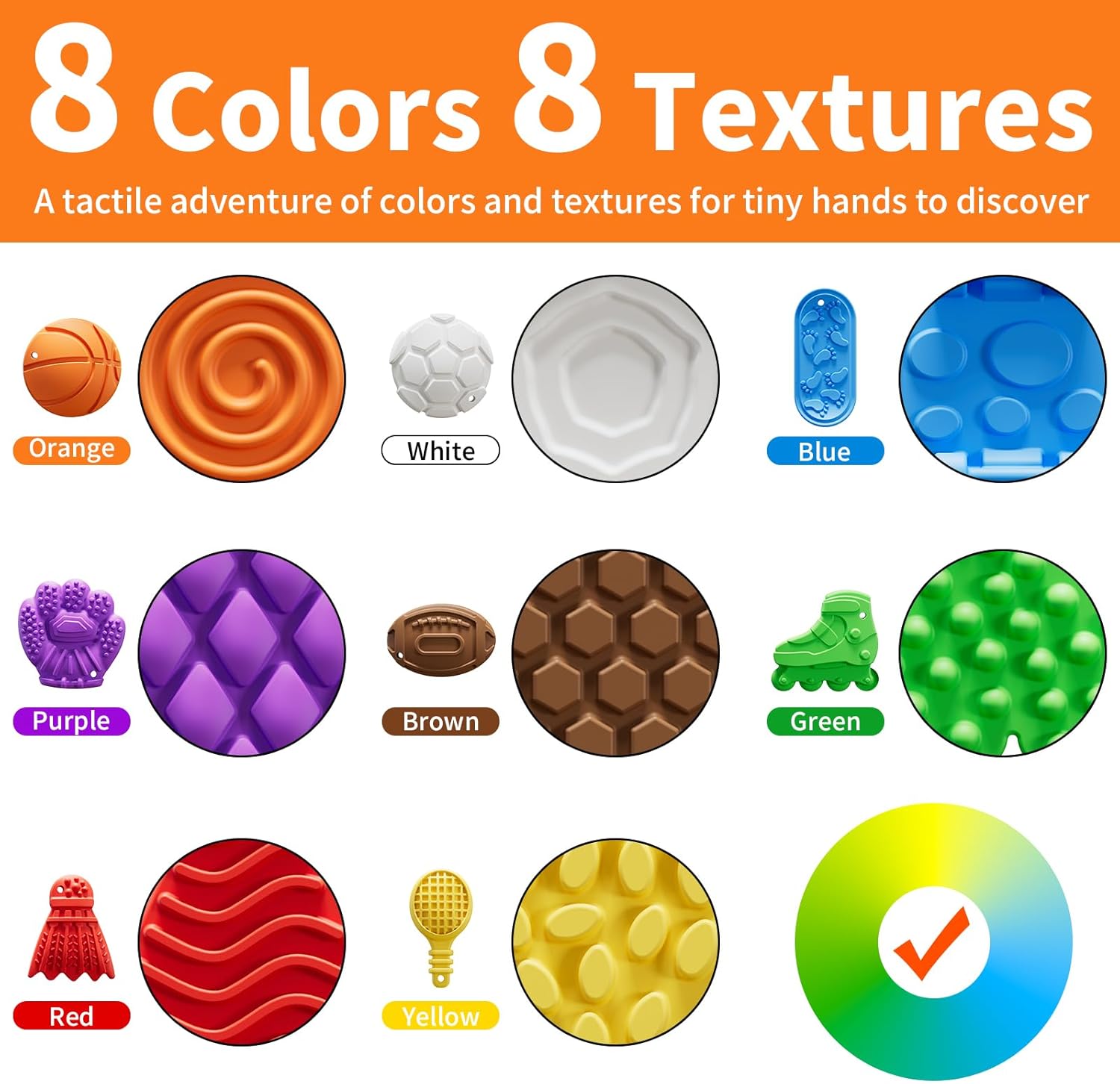 8PCS Sensory Toys for Kids,Autism Calming Down Sensory Kit with Double-Sided Textured,ADHD Tools Stress Relief Anxiety Stones,Fidget Sensory Stone for Adults Teens Classroom Office