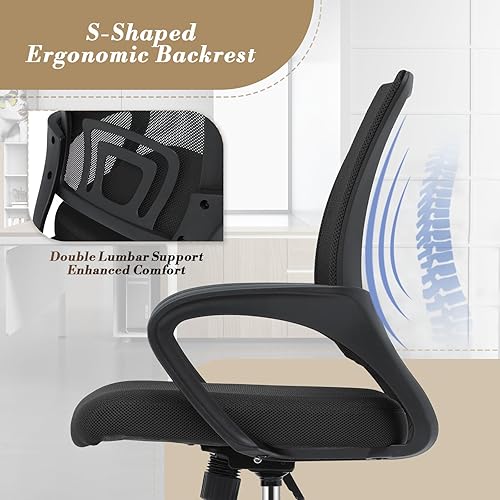 Miniatura 6 de Athena Collection Silla de oficina para computadora, silla de escritorio ergonómica con ruedas rodantes, soporte de espalda de malla y altura
