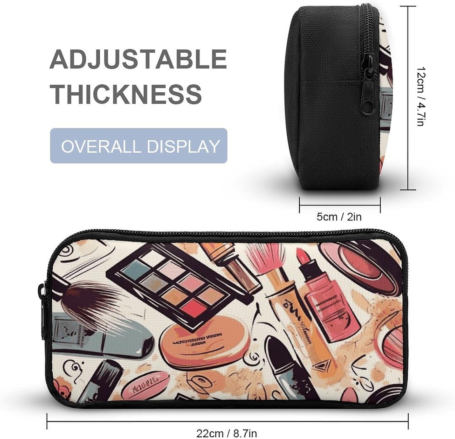 Lightweight Makeup Pen Pouch with Metal Zipper image 2