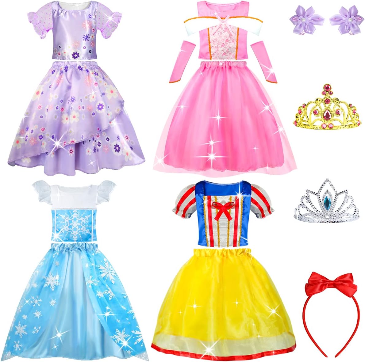 Meland Princess Dress Up for Girls - Dress Up Clothes for Girl Age 3-8 Year Old, Gift Idea for Birthday Christmas Pink