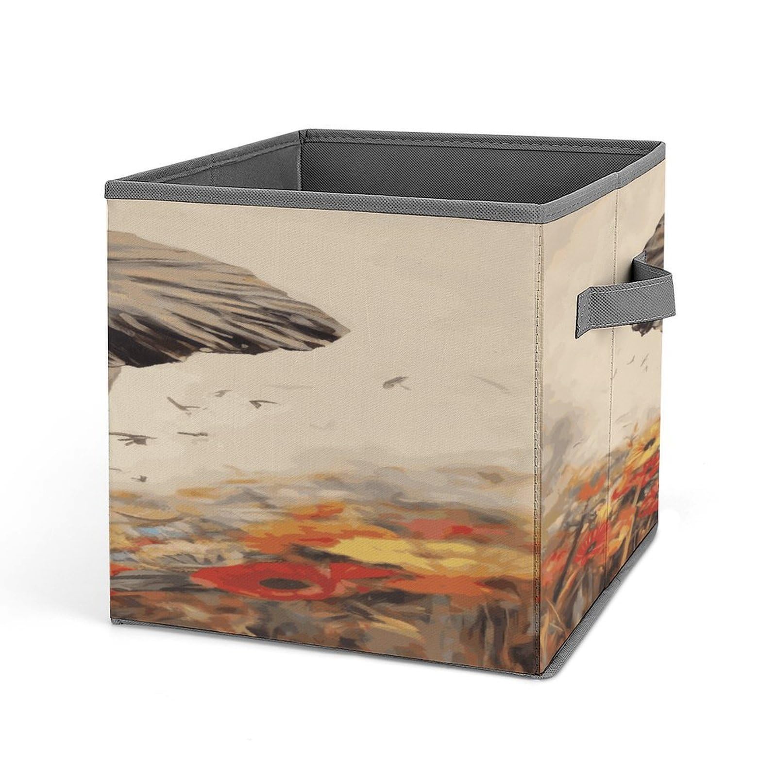 Fodpand Style Elephant Painting Storage Cubes Foldable Decorative Fabric, Storage Bins Baskets With Handles, Closet Organizers And Storage For Home, Office,Closet, Clothes