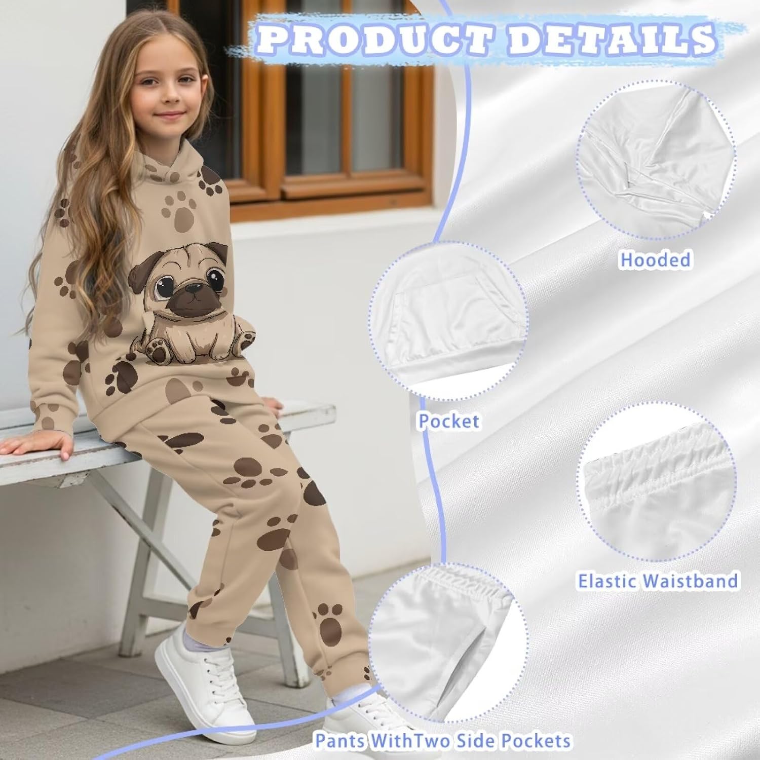 Pensura Girls Boys Sweatsuit Set 2PCS Long Sleeve Hoodies Sweatshirt and Jogger Pants