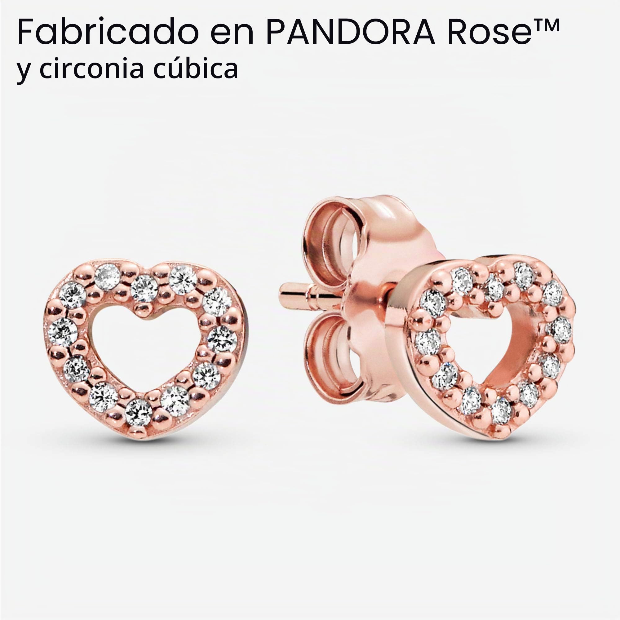 Pandora Moments - Pendientes de tuerca chapados en oro rosa de 14 quilates con circonita cúbica para mujer