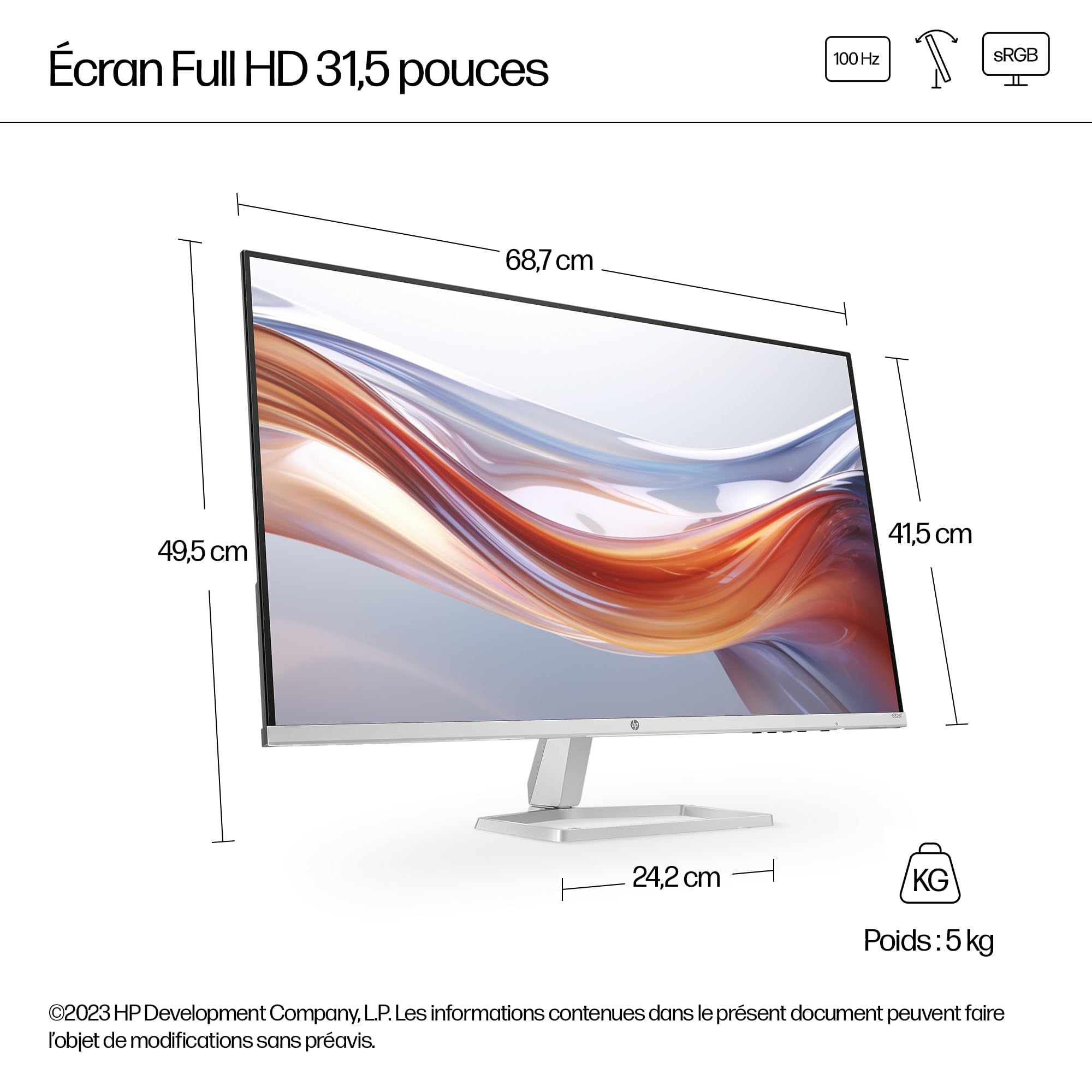 Image secondaire de Écran Full HD 31,5 pouces HP Série 5 - Design Ultraléger
