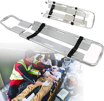 Home Folding Stretcher, Medical Folding Stretcher, Aluminum Alloy Portable Stretcher, First Aid Rescue Stretcher for Hospital, Ambulance Patient Transport