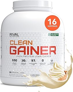RIVAL NUTRITION Clean Gainer Soft Serve Vanilla High-Protein Lean Gainer Powder I 5 Lb, 16 Servings I 550 Calories, 30g Protein, 97g Multi-Source Carbs Per Serving I Natural Flavors, Clean Ingredients