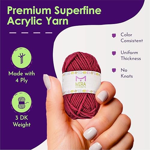 Miniatura 4 de 60 madejas de hilo  Total de hilo acrílico de 1312 yardas para tejer y ganchillo, bolsa de hilo para almacenamiento y 7 libros electrónicos