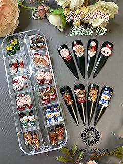 24Pcs & 48Pcs 3D Acrylic Christmas Nail Art Charms Handmade by Acrylic Powder (Noel 1# 24Pcs)