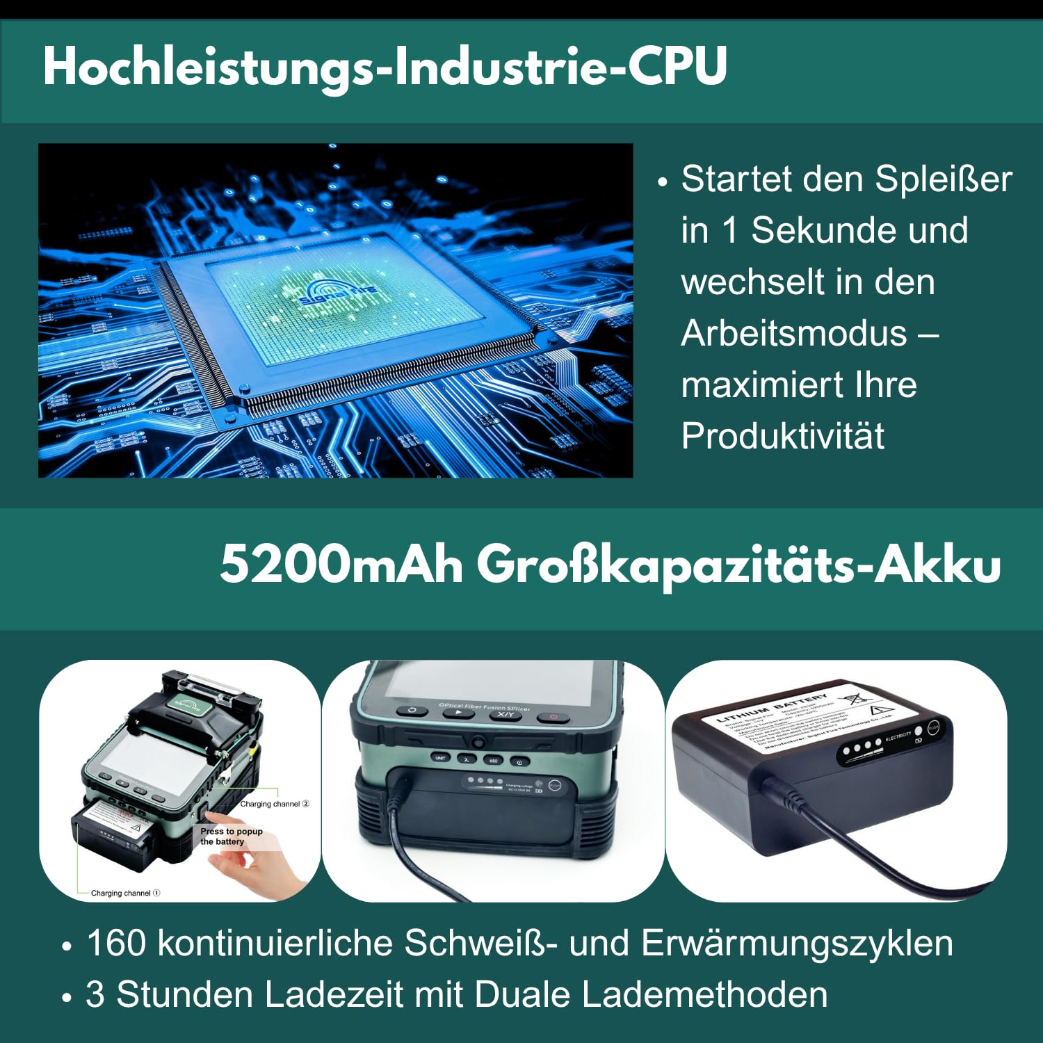 AI-6A+ Glasfaser Spleißgerät Touchscreen-Version Fusionsspleißgerät Fusion Splicer Kit Kernaligner mit 6 Motoren, OPM/VFL | 8s Spleißzeit, 18s Schrumpfzeit | Für SM/MM/DS/NZDS