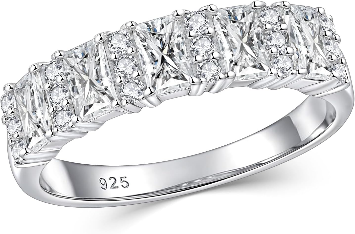 Newshe Jewellery Wedding Band Eternity Ring for Women Cubic Zirconia Twisted 925 Sterling Silver Engagement Rings Bridal Anniversary Size 5-10