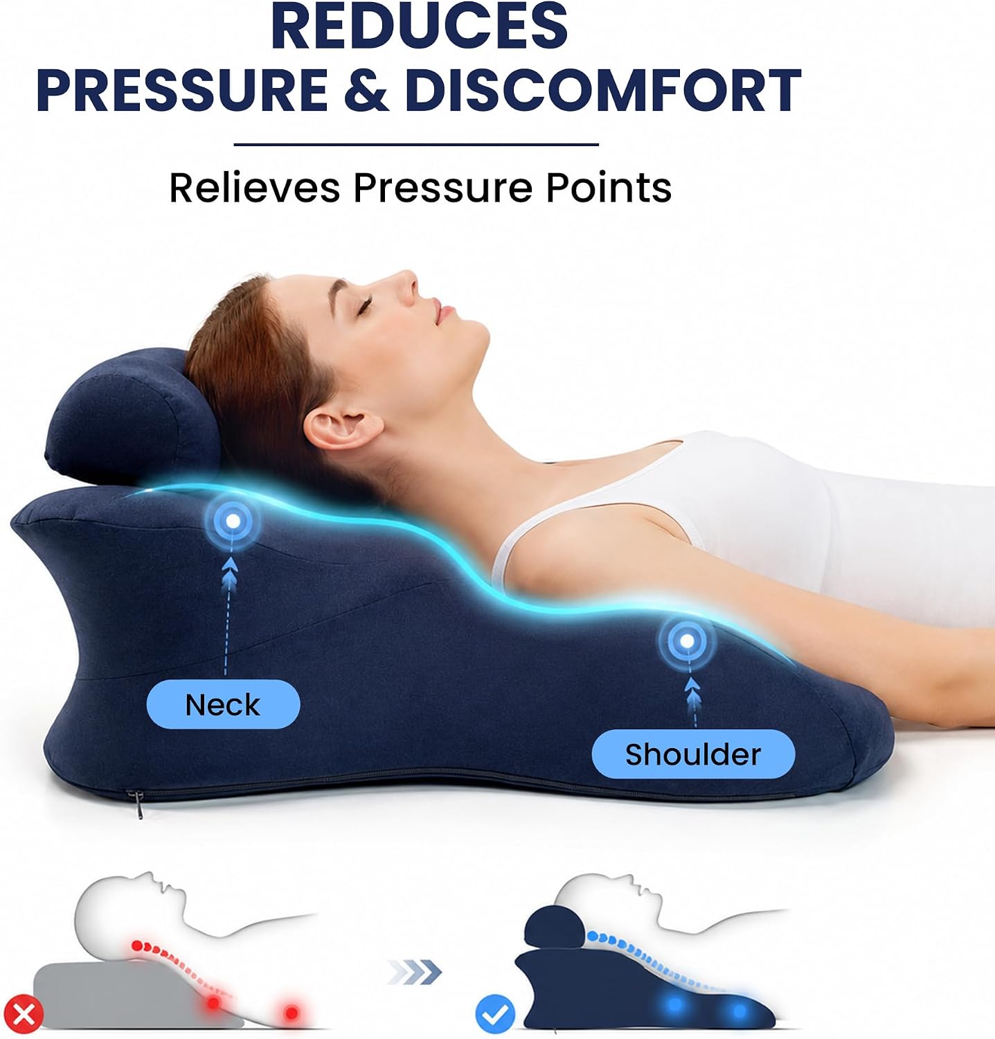 Memory Foam Couples Pillow, 27° Positioning Wedge for Intimacy & Home