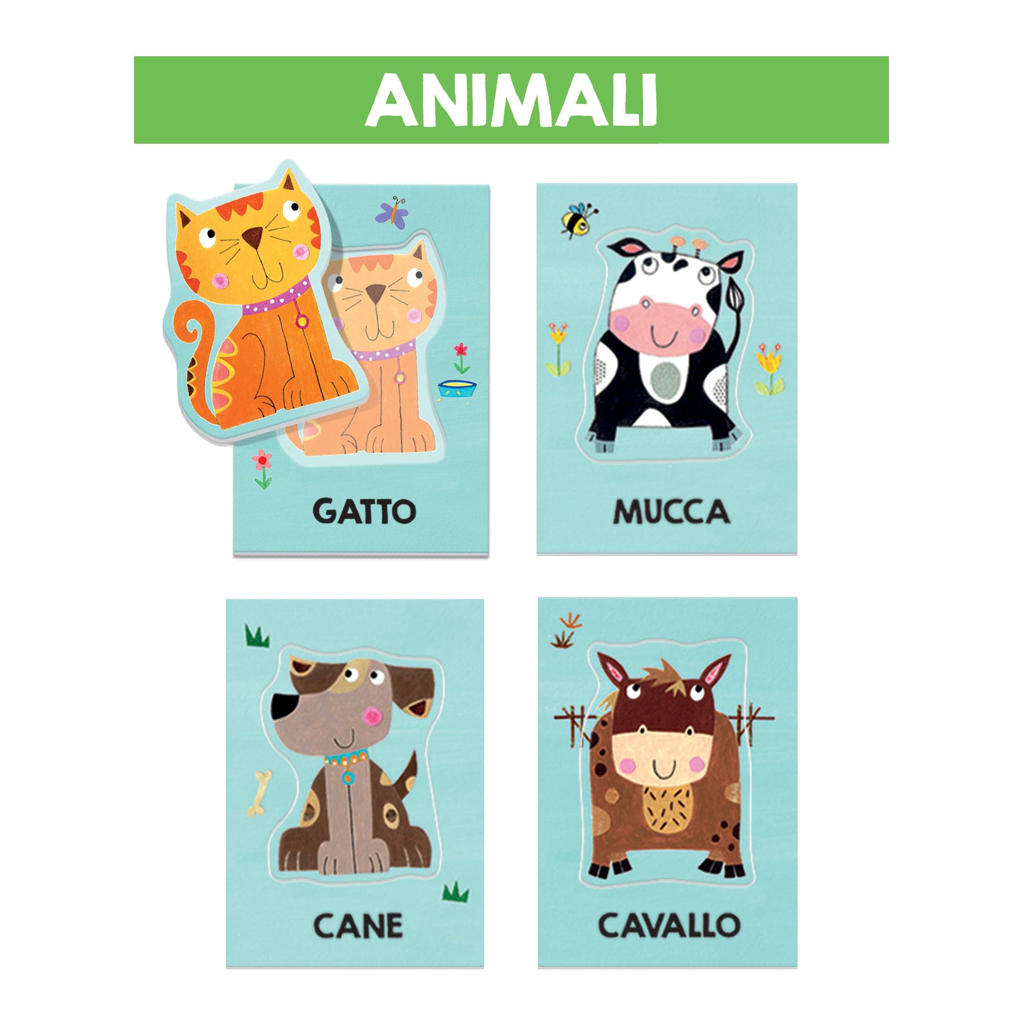 HEADU - Baby Flashcards Montessori - Ascolta e Pronuncia le Prime Parole| Giochi Educativi 1 2 3 Anni, Carte Sagomate ad Incastro, Giochi Montessori per Imparare Prime Parole, Regalo Bambina Bambino