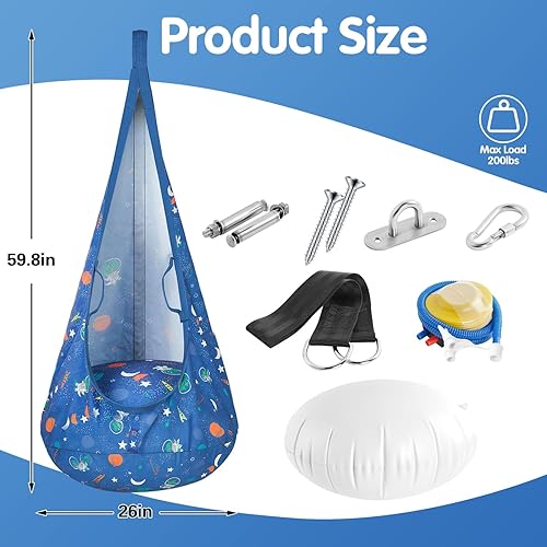 Miniatura 3 de Columpio sensorial, columpio para niños pequeños, hamaca colgante con almohada inflable y correas ajustables para interiores y exteriores, soporta