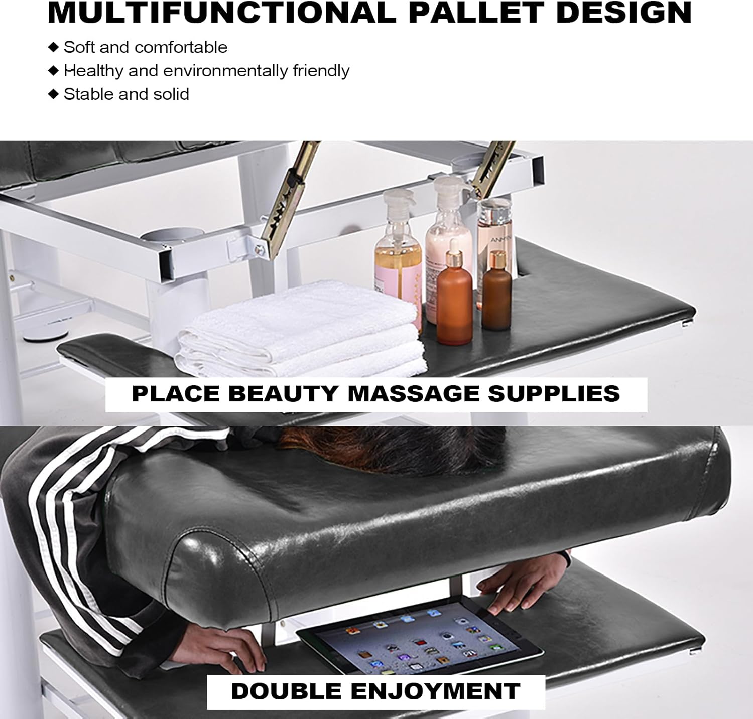 Esthetician Spa Bed 73" | Professional Massage Table | Heavy Duty Physical Therapys Table | 550LBS Load & 0-30° Angle Adjustment | Chiropractic Treatments Table with PU Leather Headrest Backrest