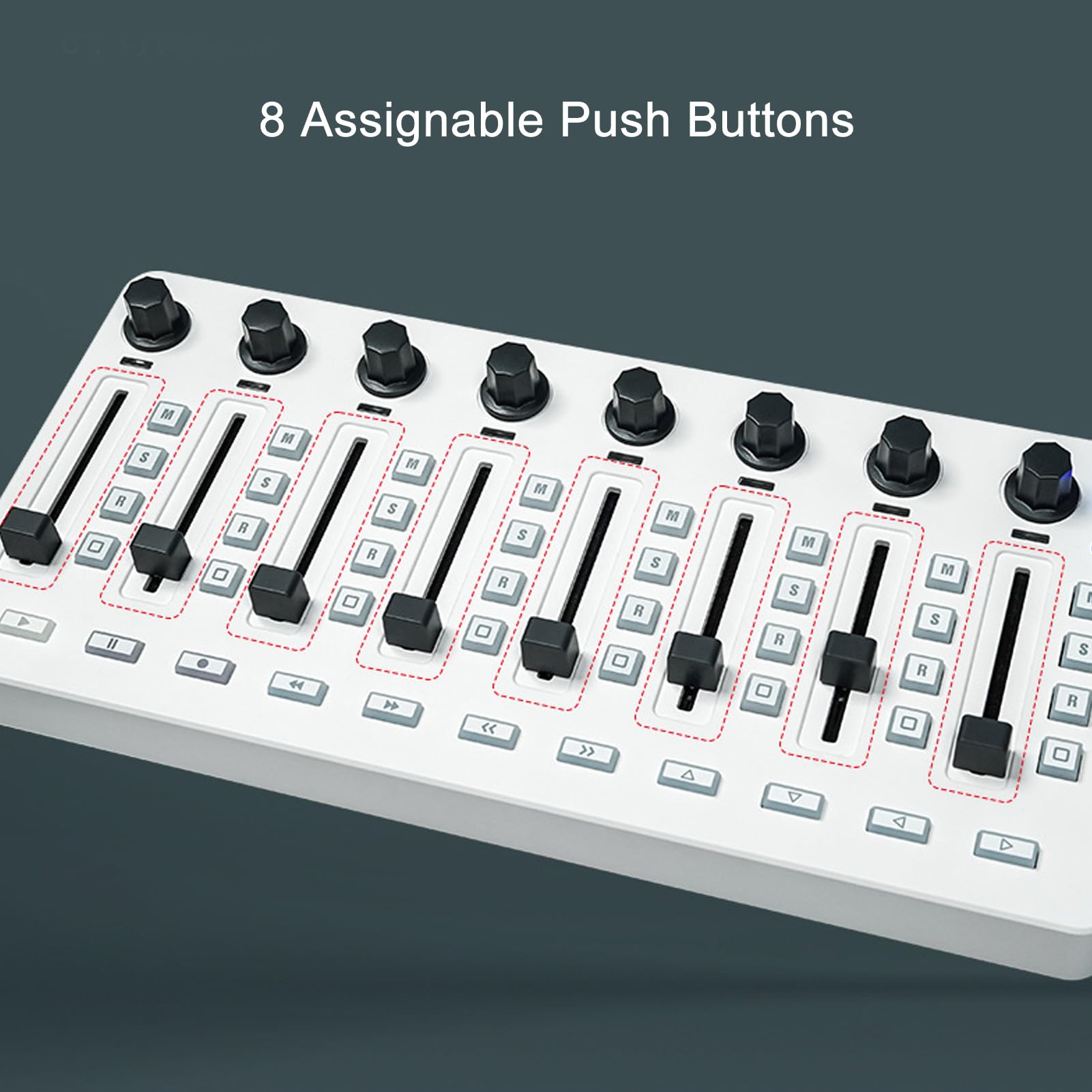 Mezclador Controlador MIDI USB con Batería Recargable, 16 Horas de Funcionamiento, Codificadores Giratorios de 360°, Conexión Inalámbrica para Windows, OS X, IOS, Android