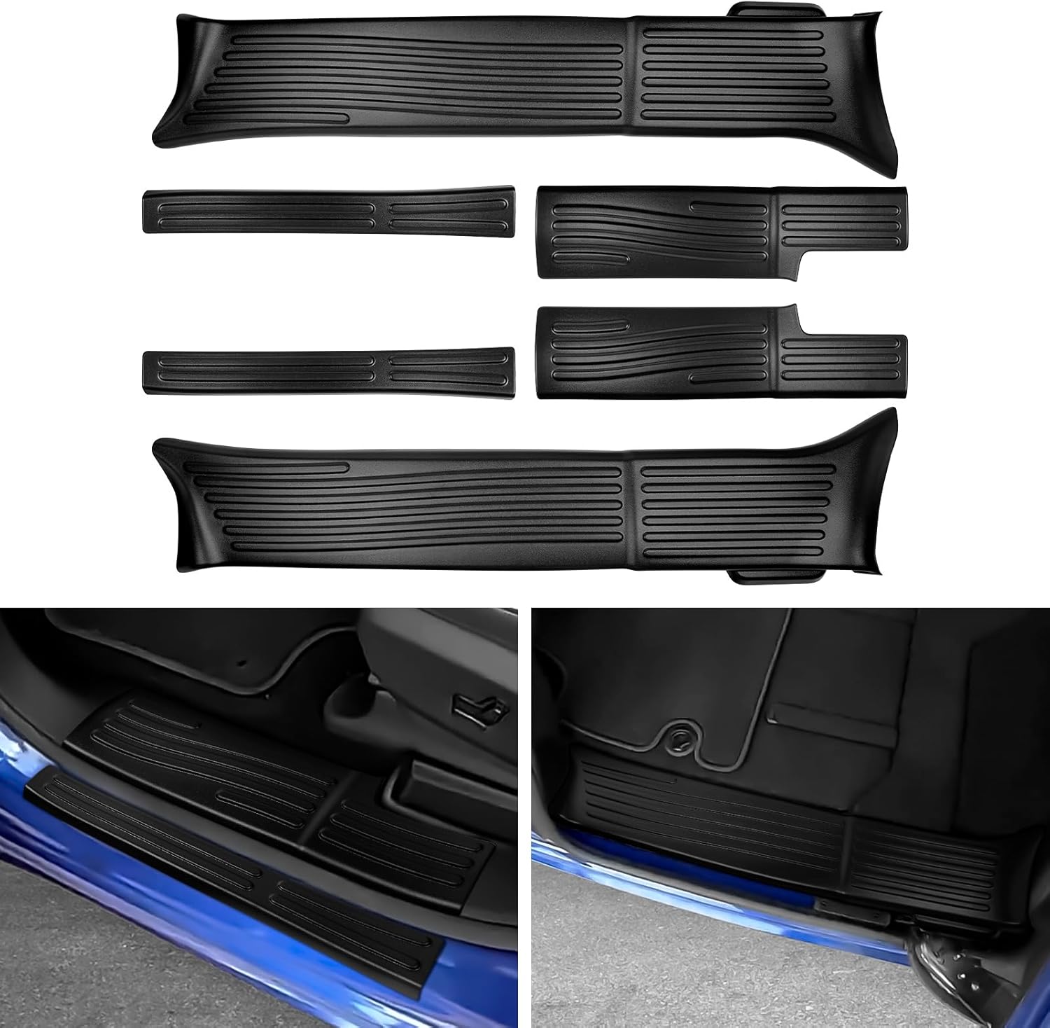 yojojoco 6pcs door sill protector for chrysler pacifica 2017-2025 accessories abs material front and rear door car pedal kick protection (black) matte black