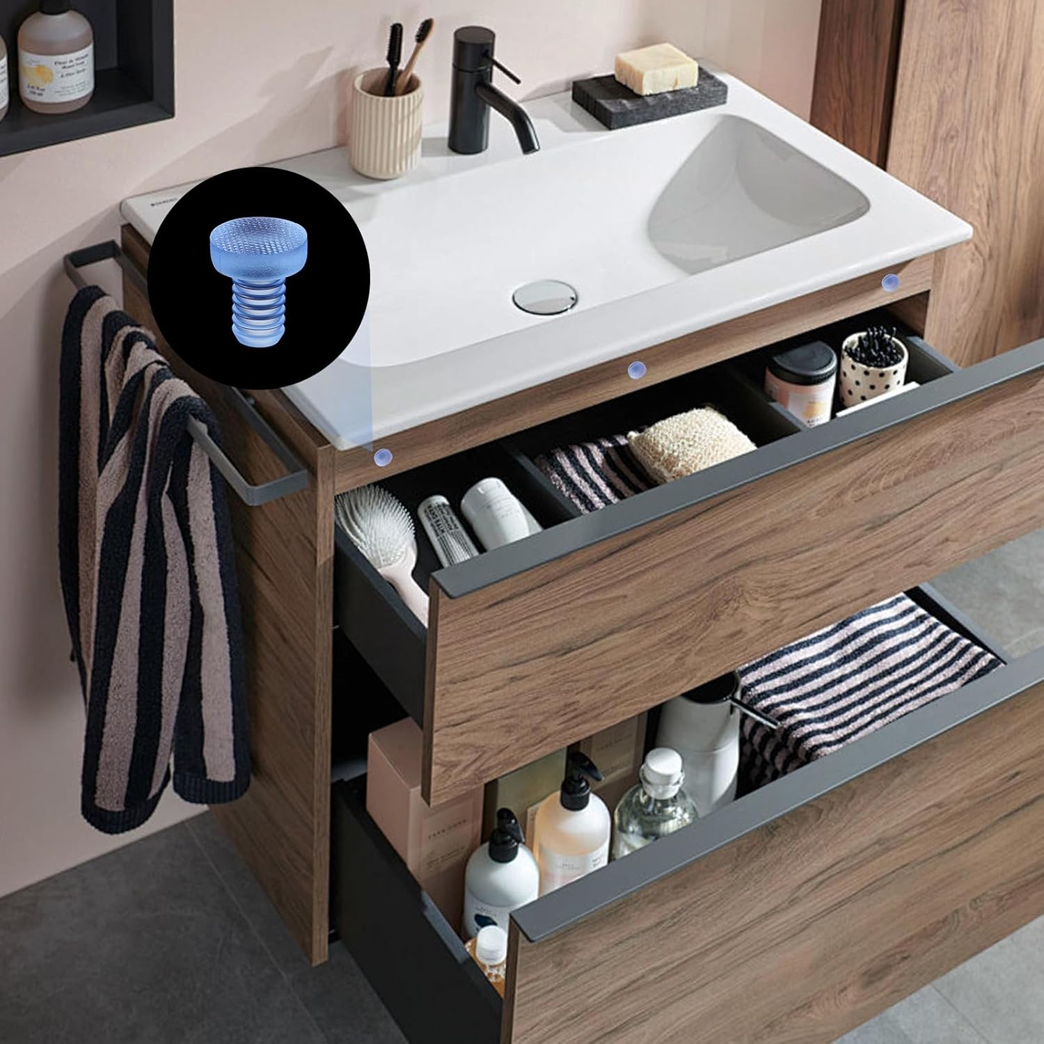 100PCS Assorted Glass Table Top Bumpers with Stem, Shimmeroo 5 Sizes Soft Clear Rubber Table Top Anti Slip Pads, Patio Tables Spacers for Furniture Patio Tables Spacer Cabinet Door Drawer