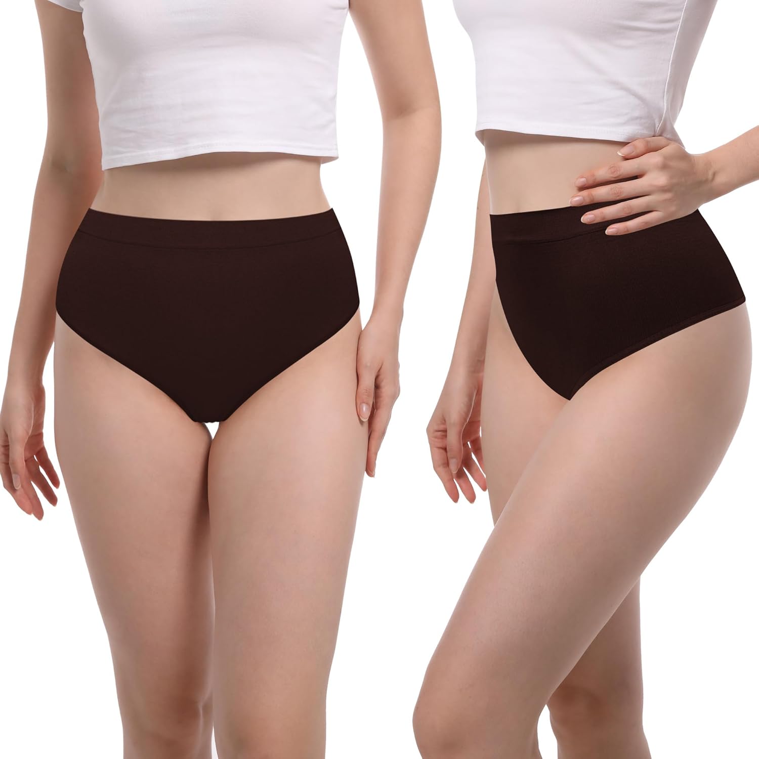 Seamless High-Waisted Thong Panties for Women, Soft Breathable Tummy Smoothing Underwear, Invisible Fit (4-Pack) - Image 6