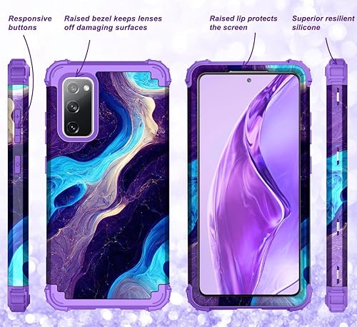 Miniatura 6 de Hocase Funda para Galaxy S20 FE 5G, resistente a prueba de golpes, goma de silicona suave+funda protectora híbrida de plástico duro para Samsung