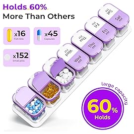 Odaro Extra Large Weekly Pill Organizer 2 Times A Day, Pill Box 7 Day Am Pm to Hold Daily Medicine Vitamin and Supplements - Purple