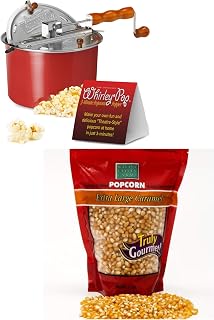 Original Whirley-Pop Popcorn Popper - Nylon Gear - Red and Extra Large Mushroom Popcorn Kernels - Wabash Valley Farms Large Mushroom Shaped Popcorn Kernels for Popping
