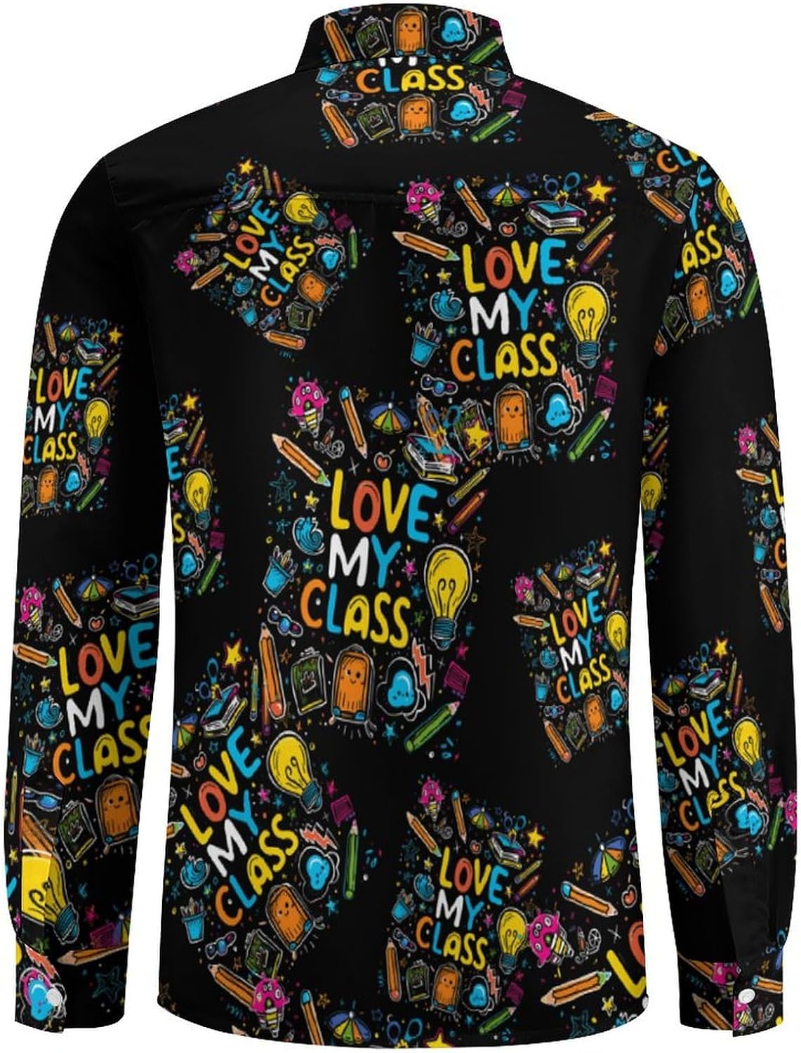 Love My Class Novelty Men's Long Sleeve Shirts Casual Button Down Shirt Pullover Tops