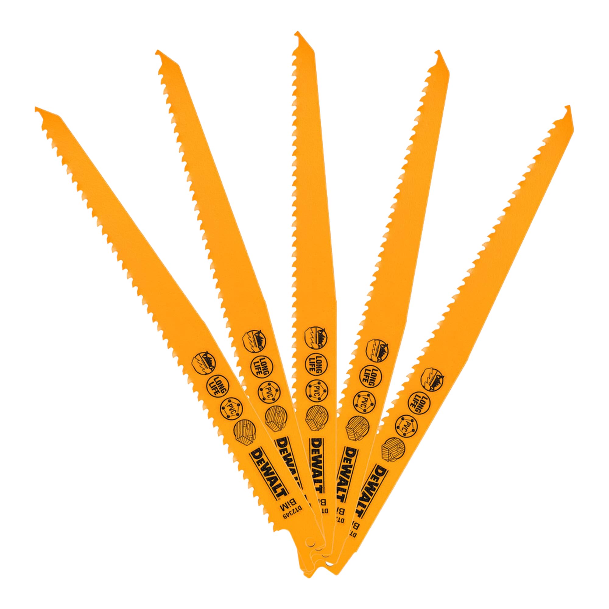 DeWalt Bi Metal Reciprocating Sabre Saw Blades for Wood 228mm Pack of 5