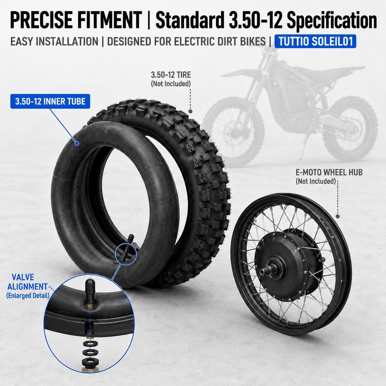 3.00/3.50-12" Rear Back Inner Tube for Tuttio Soleil01 | Thickened,Butyl Rubber Tire Replacement for Electric Dirt Bike Ebike Tutti Soleil 01