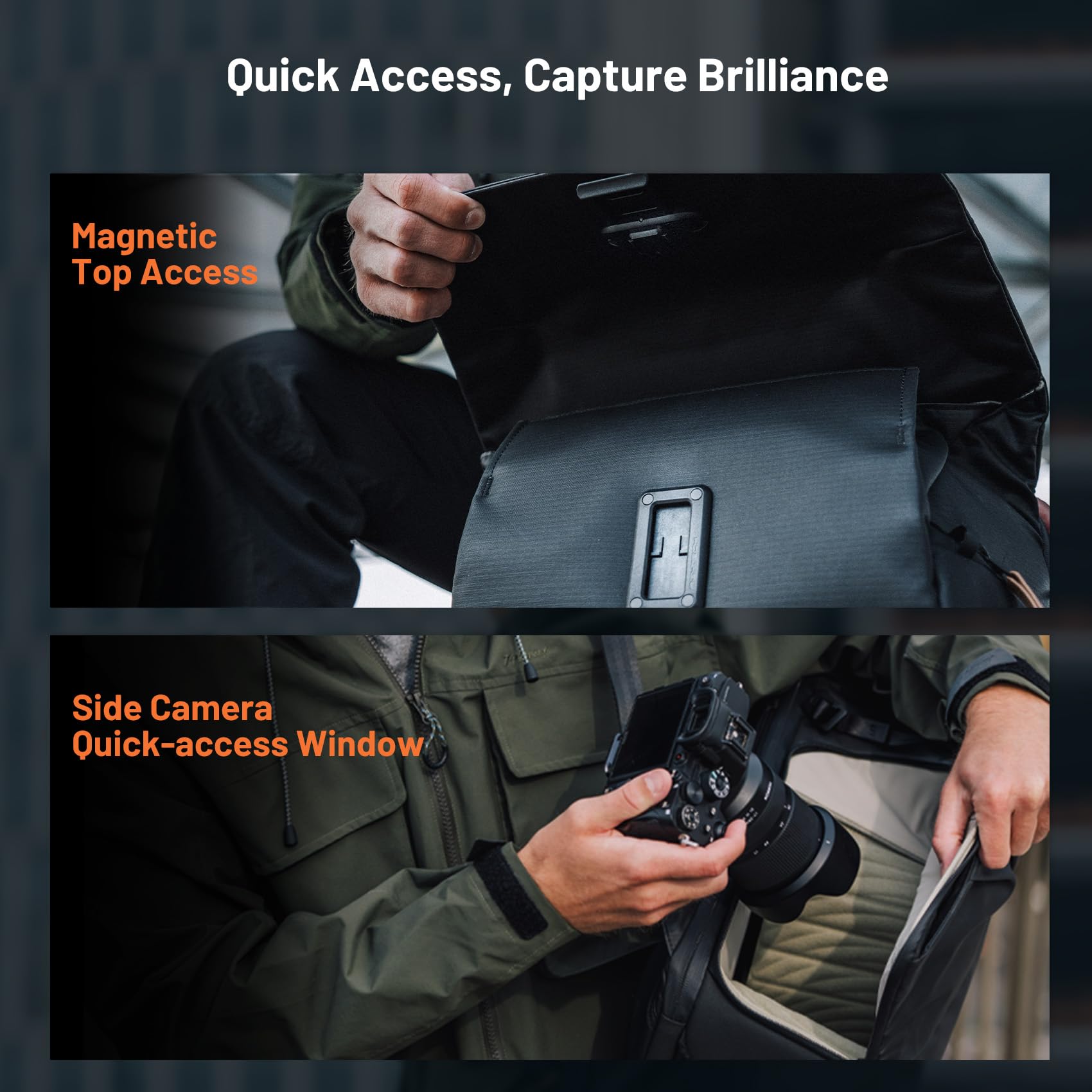 PGYTECH OneGo 2 Zaino Fotografico 25L con Vano Laptop/iPad Zaino Impermeabile per Fotografia Urbana e Viaggi, Compatibile con Sony/Canon/Nikon/DSLR/Fotocamere Mirrorless.Nero opaco