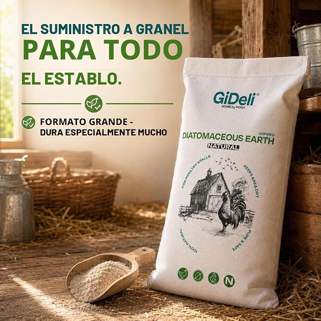 Foto 7 de 8 de GiDeli Tierra de diatomeas para pollos y jardín, 40 kg, tierra de diatomeas en polvo natural