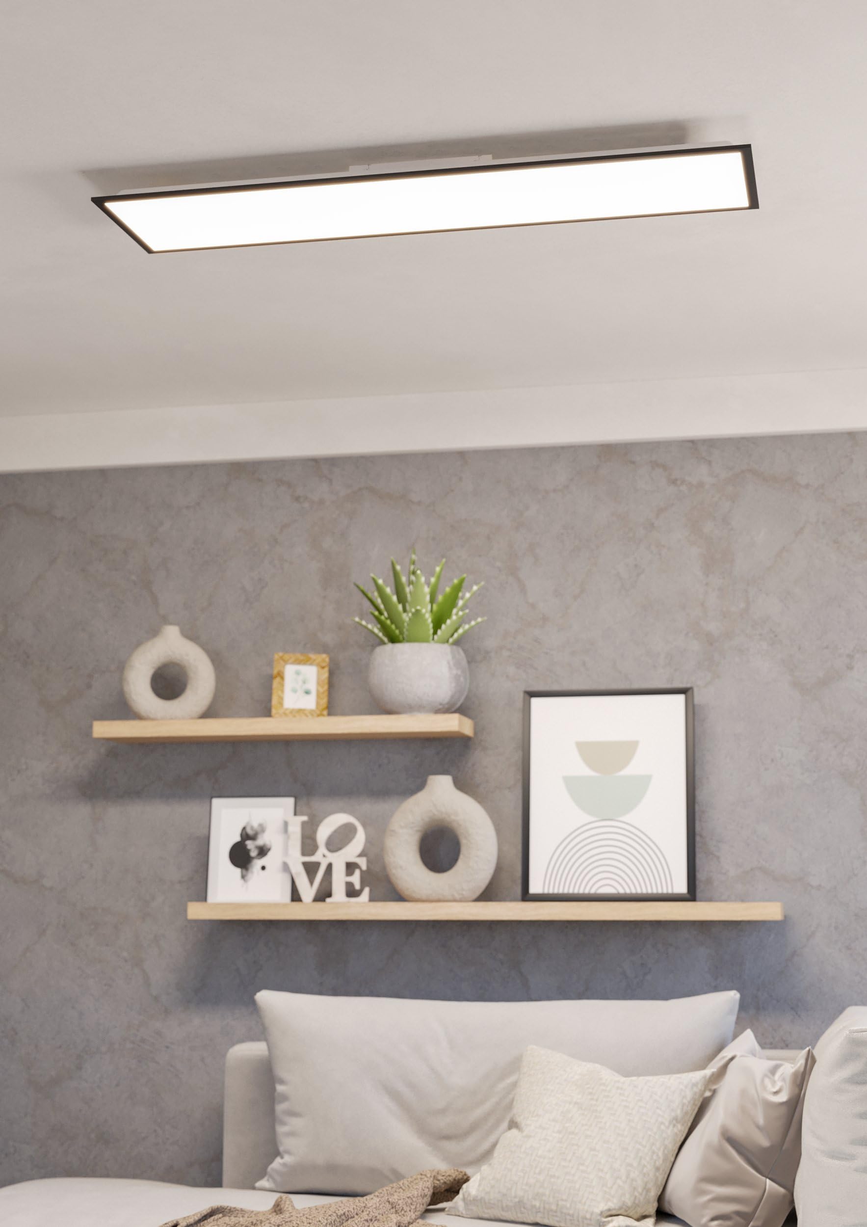 EGLO LED Panel Moradillo, Deckenleuchte flach | Deckenpanel aus Metall und Kunststoff in Schwarz-Weiß, Deckenlampe warmweiß, neutralweiß, kaltweiß, 30 x 120 cm