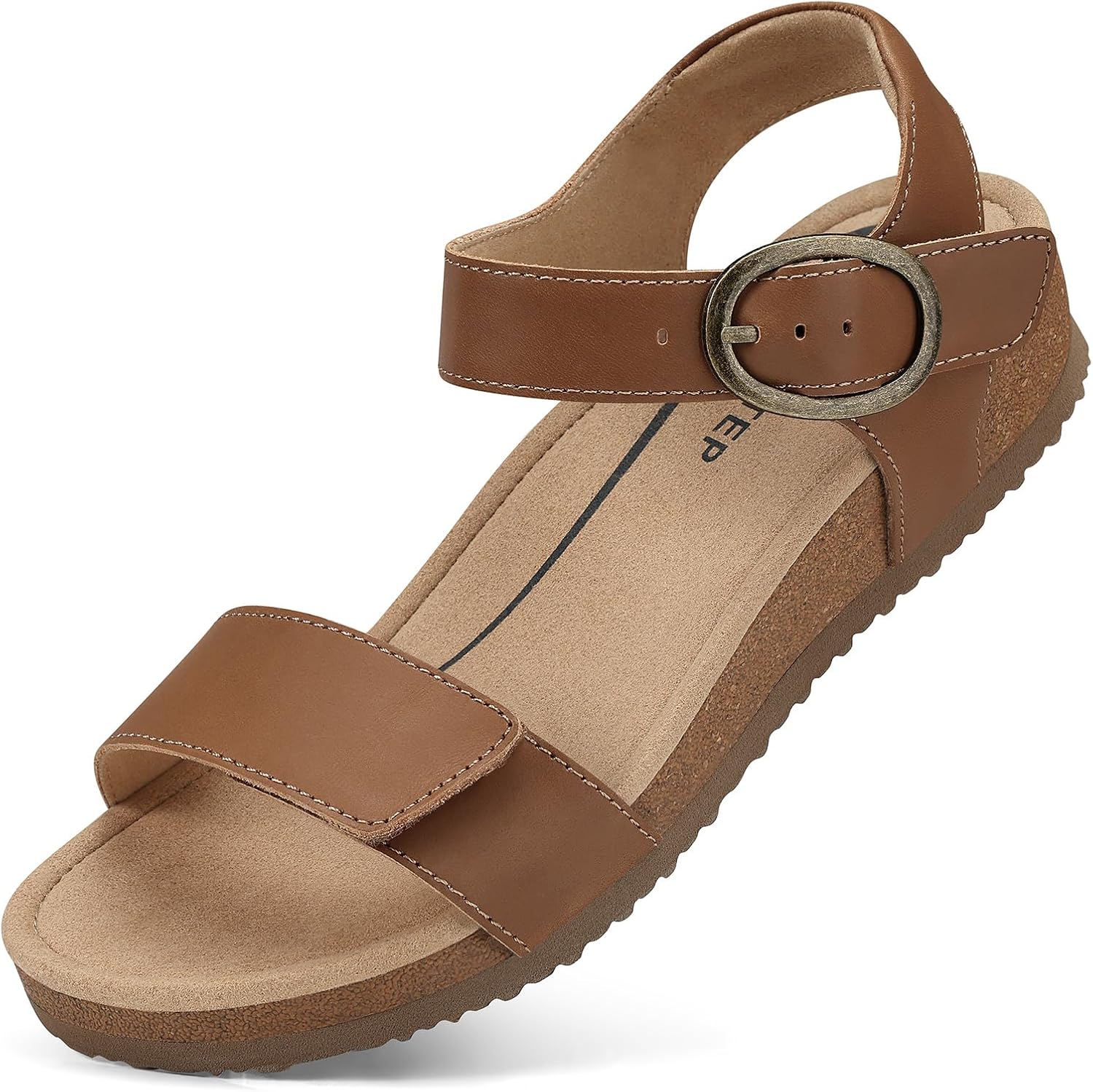 Women's Comfortable Flat Sandals: Arch Support Orthopedic Genuine Leather Casual Summer Ankle Strap Sandals Size 6-11