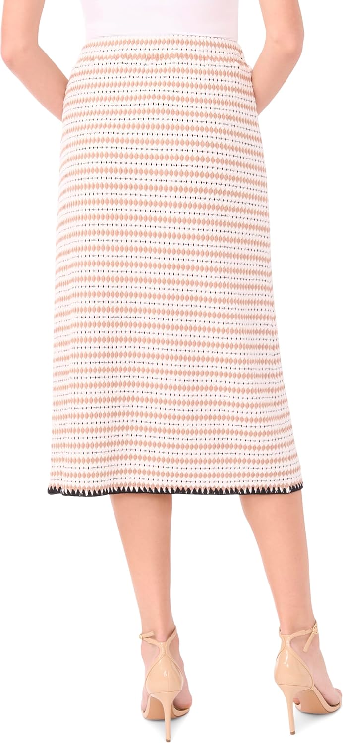 CeCe Women's Crochet Detailed Knit Midi Skirt