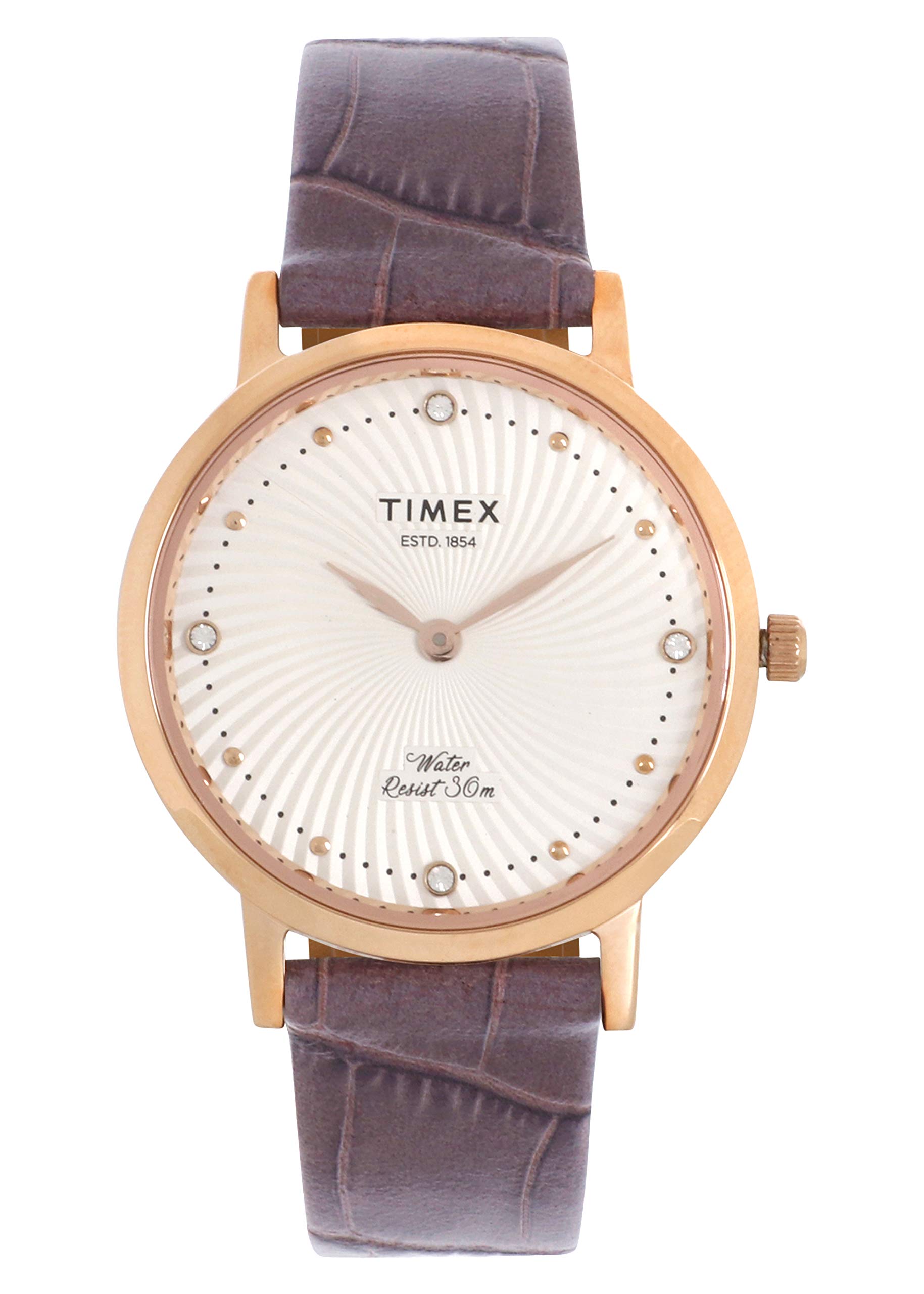 TIMEX Women Leather Analogue Silver Dial Watch-Twel12701, Band Color-Rose Gold (B07QTT2V48) Amazon Price History, Amazon Price Tracker