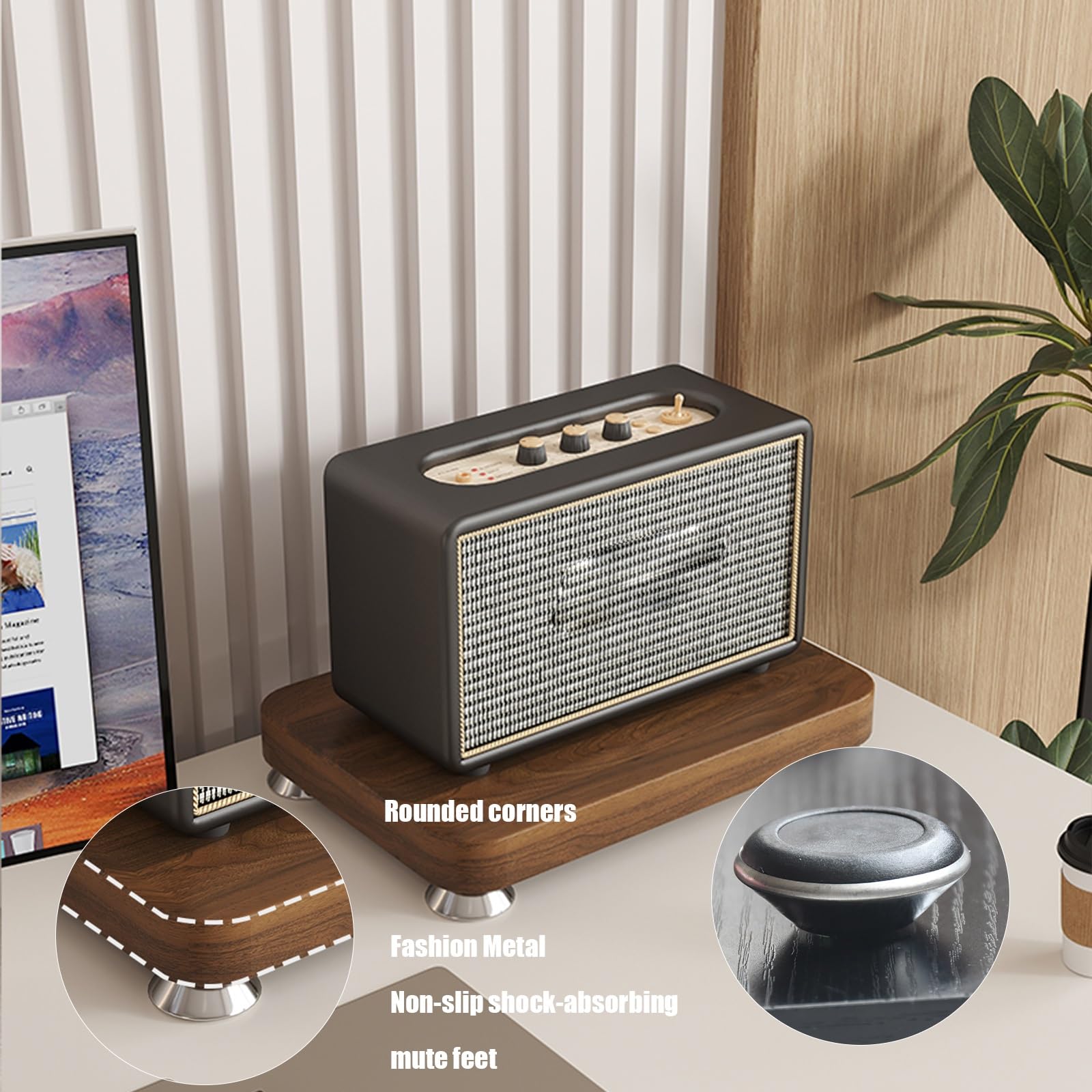 Plataforma de aislamiento de altavoces MDF, soporte de subwoofer de servicio pesado con almohadillas silenciosas, reduce la vibración para una claridad de audio mejorada, base estable para el uso en e