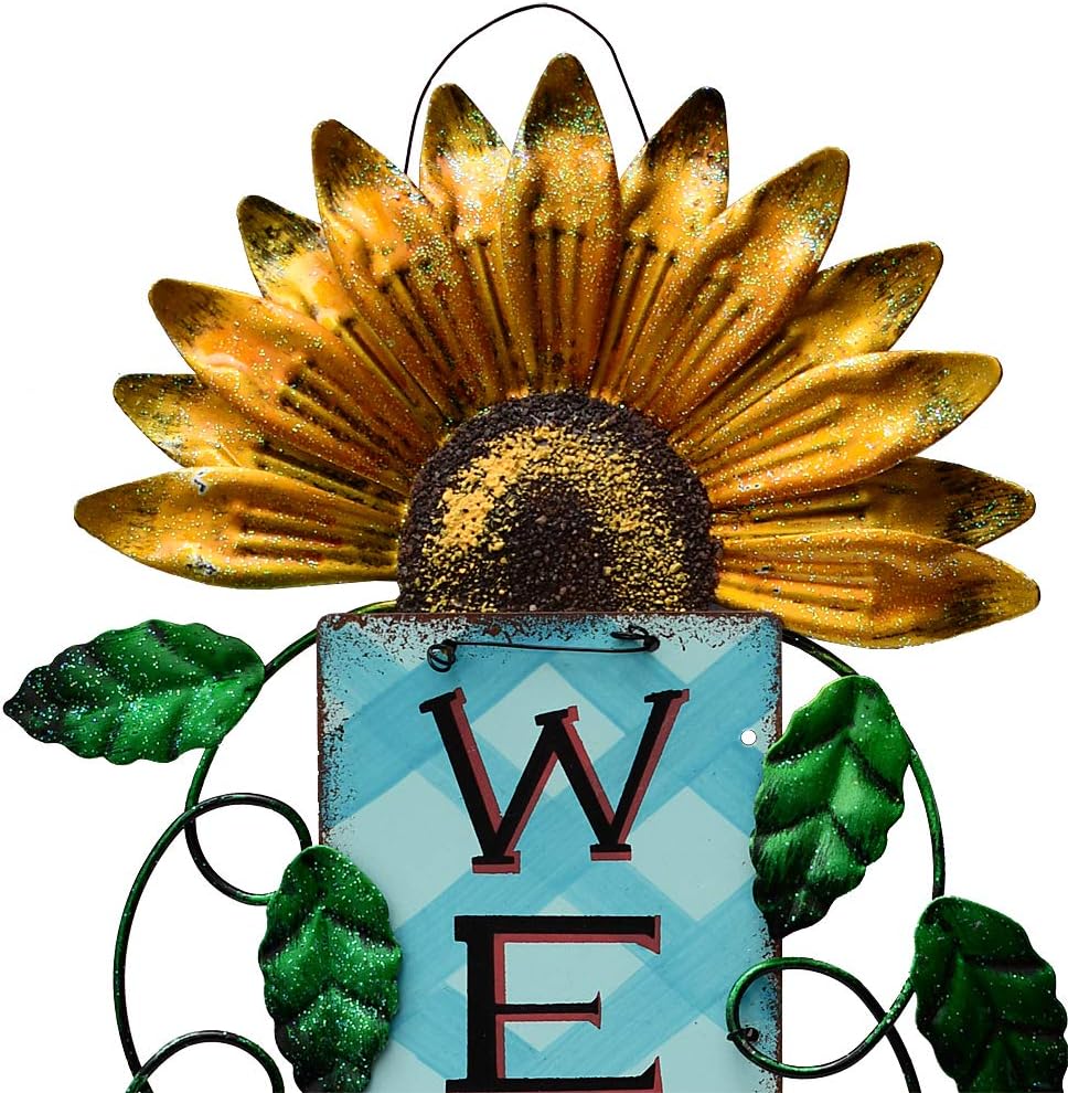 Morning View Rustic Metal Daisy Welcome Sign Set of 3 for Front Door Yard Garden Outdoor Patio Fence Home Decor 15 Inch