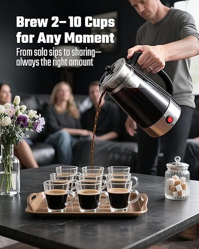 Miniatura 3 de Percolator - Cafetera eléctrica de 10 tazas, mantiene el calor automático, cesta de acero inoxidable, mango frío al tacto