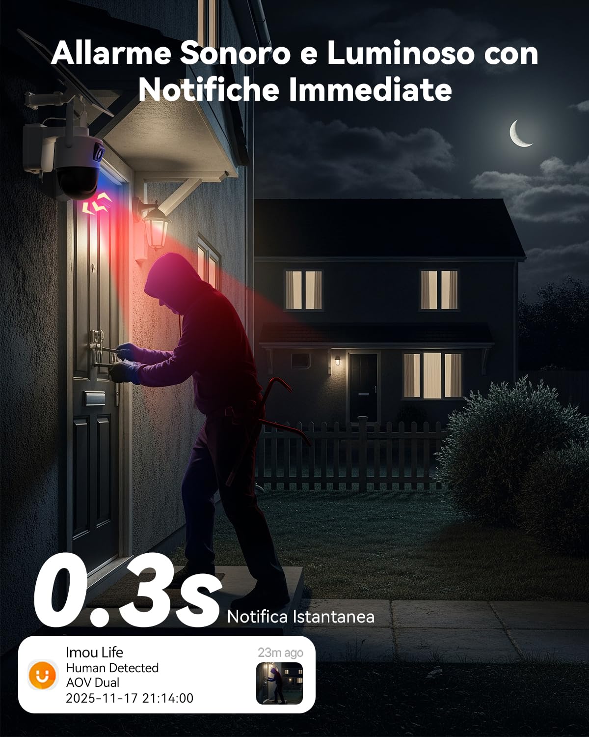 Imou 10MP(5MP+5MP) Telecamera Pannello Solare 8W con Doppia Lente, Telecamera Wi-Fi Esterno 4G con SIM Card, AOV Registrazione 24/7, Rilevamento Umano/Veicoli, 10000mAh Batteria, Micro SD 128GB, IP65