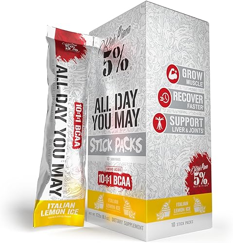 Miniatura 8 de Rich Piana 5 Nutrition AllDayYouMay BCAA Powder  Aminoácidos prémium intra y post-entrenamiento EAA electrolitos hidratación resistencia