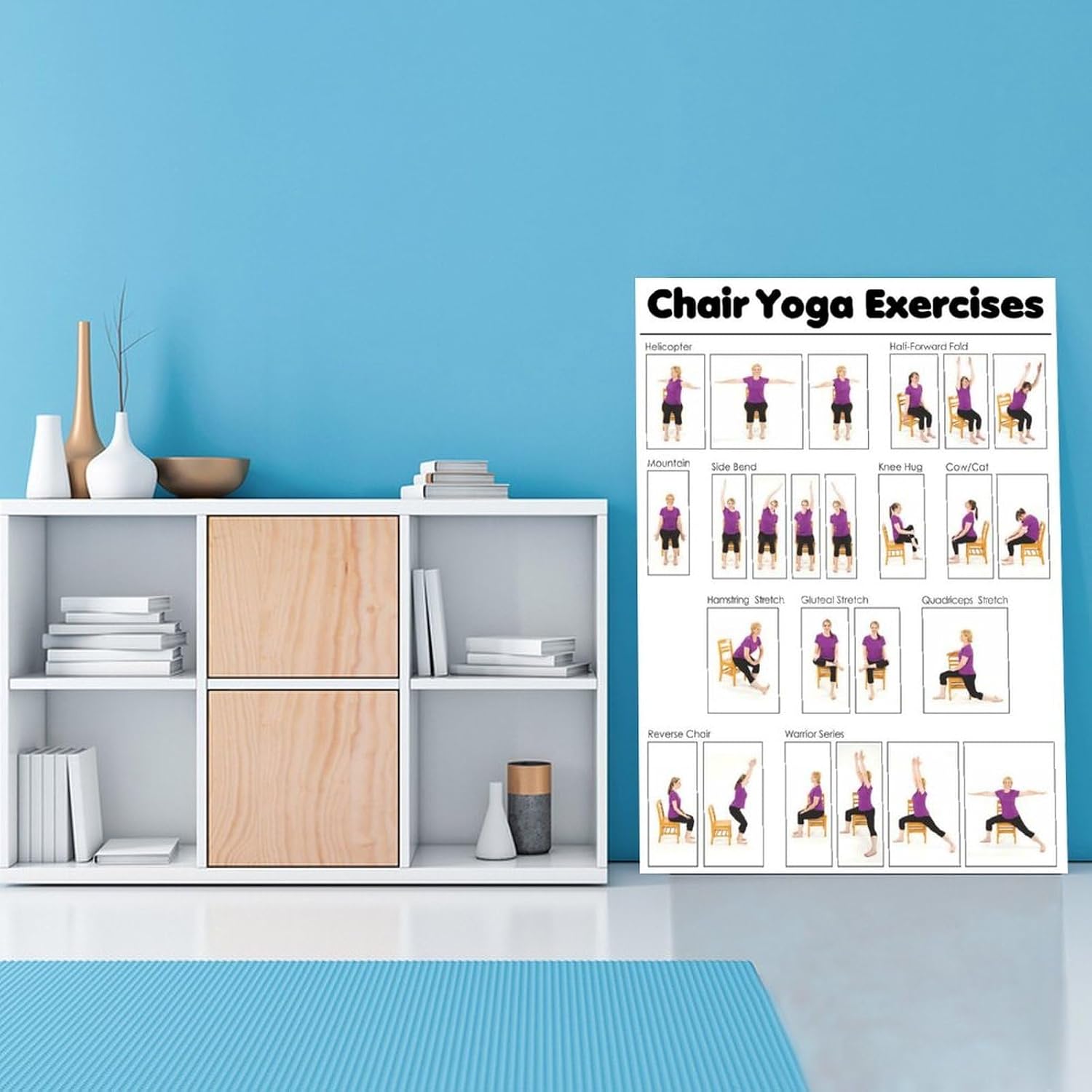ESyem Posters Posters Chair Yoga Practice Poster for Seniors Yoga Room Poster Canvas Painting Posters And Prints Wall Art Pictures for Living Room Bedroom Decor 12x16inch(30x40cm) Unframe-style image 2