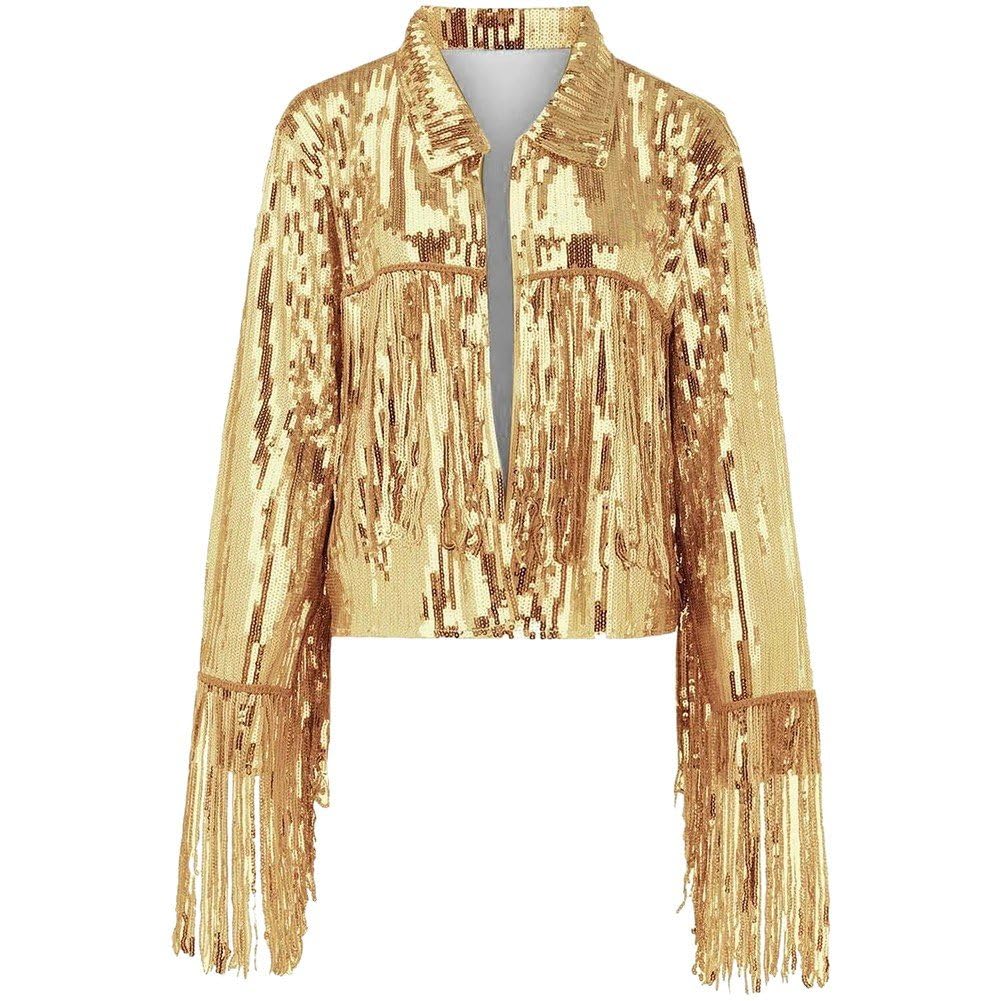 Veste à franges sexy pour femme, vêtement de club tendance et look hippie occidental automne