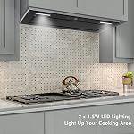 FIREGAS Range Hood Insert 30 inch, Ducted/Ductless Convertible Range Hood 30 inch with Gesture Sensing and Touch Control,LED Lights,Tempered Glass,Ductless Kitchen Hood included Charcoal Filters