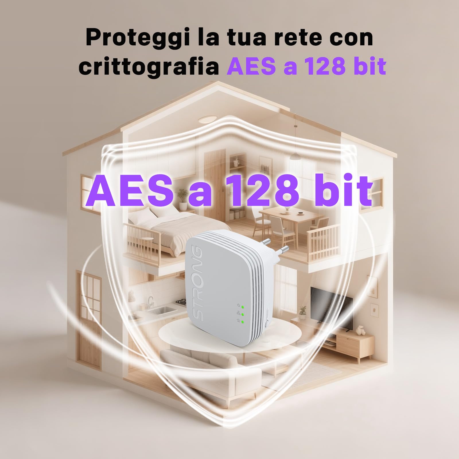 STRONG AV1000Mbps Kit Powerline, Ripetitore Powerline Ethernet HomePlug AV2, Plug & Play con Tasto Pair, Porte Gigabit, Modalità Risparmio Energetico, Design Compatto