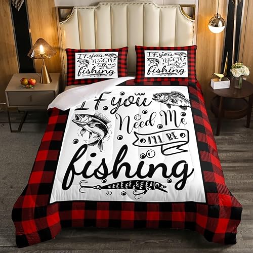 Miniatura 2 de Erosebridal Juego de edredón de peces de lubina, tamaño King, juego de ropa de cama con temática de caza y pesca para niños, adolescentes, hombres,