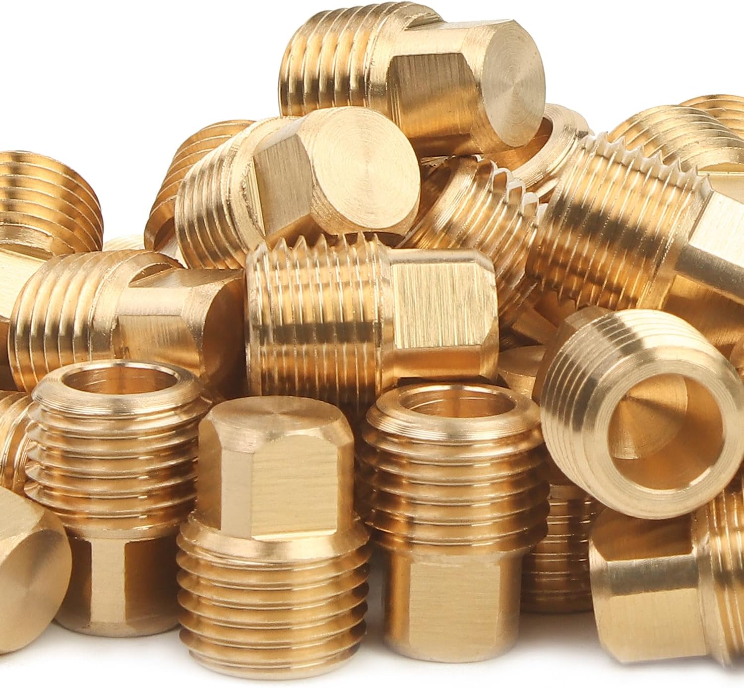 LTWFITTING Brass Pipe Square Head Plug Fittings 1/4 Inch Male NPT Air Fuel Water Boat(Pack of 50)