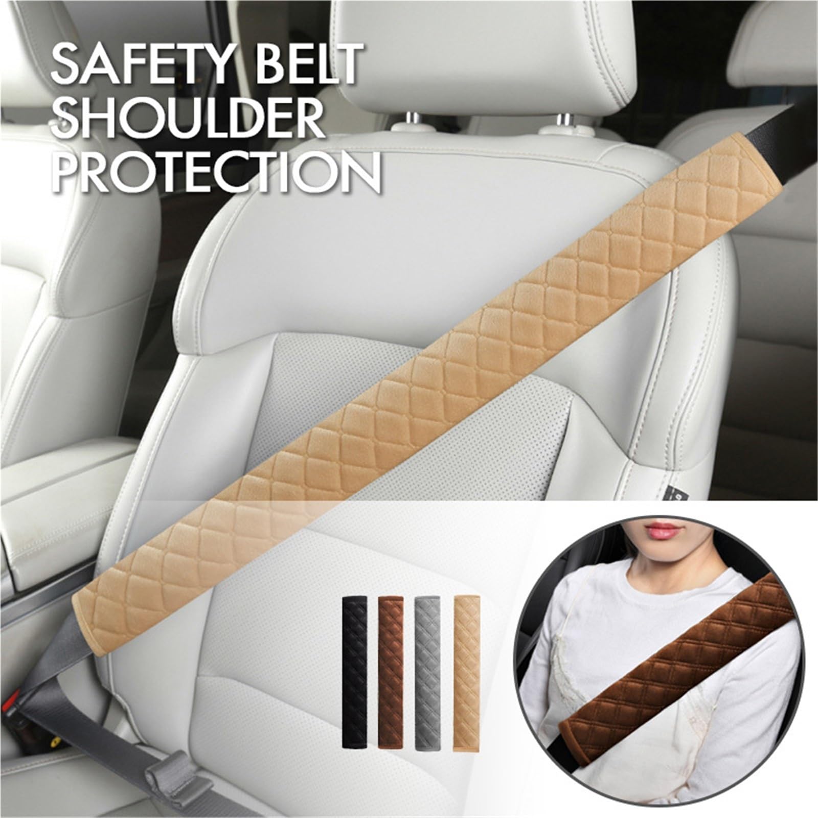 Copri cintura di sicurezza, 75/85 cm Comfort del sedile Cintura di sicurezza Protezione for le spalle Imbottitura for camion Interni auto(Black,85cm)
